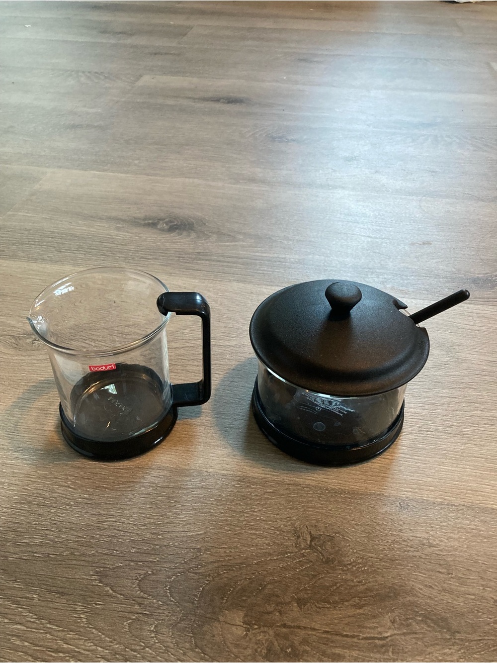 Vintage Bodum Brazil Glass Sugar & Creamer Serving Set - Excellent Preowned